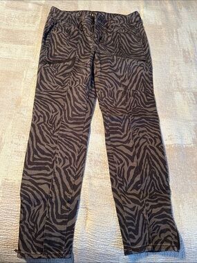 White House Black Market Zebra-Print Straight Leg Pants - Brown / Taupe
